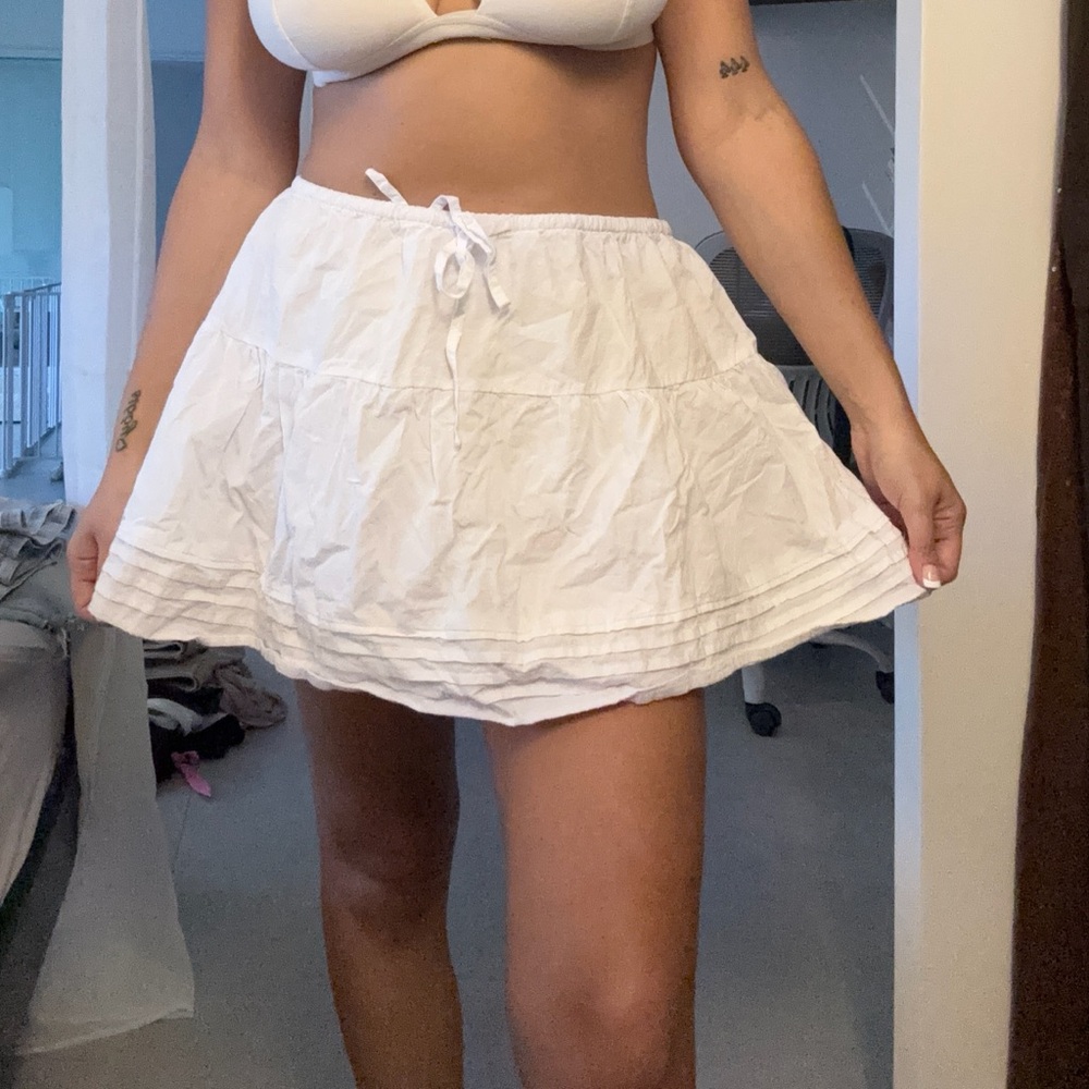 Princess Polly White Skater Mini Skirt Tie Front